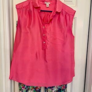 J Crew Silk Pink Sleeveless Blouse